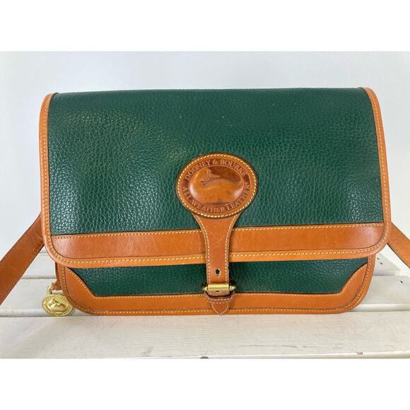 DOONEY & BOURKE MEDIUM GREEN LEATHER VINTAGE CROSSBODY BAG - Picture 1 of 16